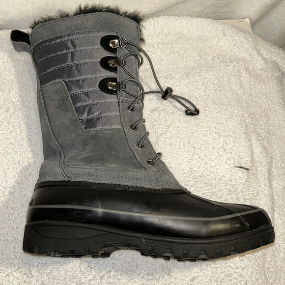 Lands End Womens Squall Boots,Size 9 1/2 B,Gray Black Mid Calf Bungee, 511644 - Picture 16 of 16
